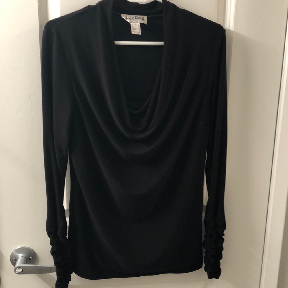 JOSEPH RIBKOFF BLACK LONG SLEEVE BLOUSE